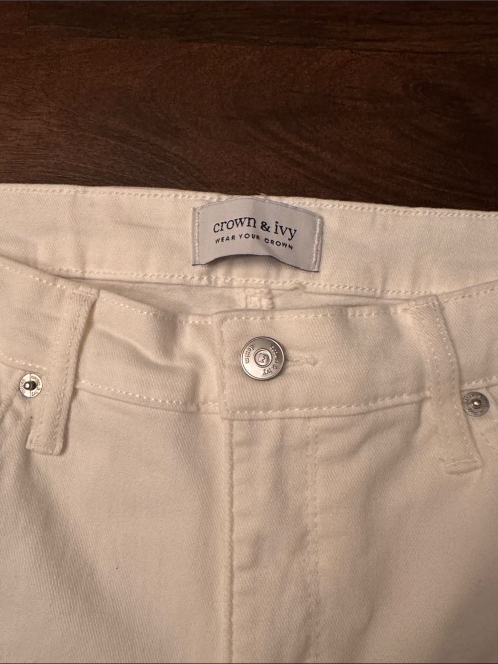Crown & Ivy Off White Vintage Bootcut Cotton Blend Jeans - Picture 2 of 12